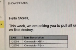 守望先锋归来上线之后 一代的实体盘被要求销毁